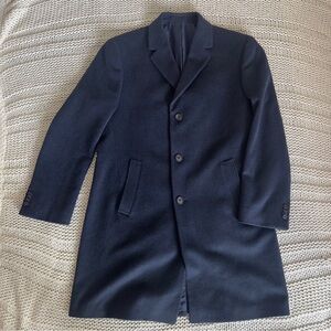 Kenneth Cole Reaction Men's Navy Wool Blend Overcoat Size 40